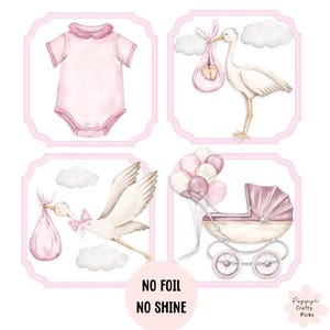 8 adornos para tarjetas de niña en color rosa, suministros para hacer tarjetas, crea tus propias tarjetas para bebé recién nacido hechas a mano, manualidades de bricolaje, scrapbooking, manualidades con papel