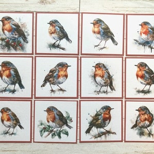12 embellissements de fabrication de cartes de rouge-gorge de Noël, Noël vintage, fabrication de cartes, fournitures de scrapbooking, toppers, artisanat de vacances, fournitures d'artisanat