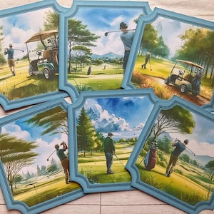 6 つのゴルフ カードの装飾、男性用カード作り、カード作り用品、クラフト用品、カード トッパー、独自のグリーティング カードの作成、ペーパークラフト