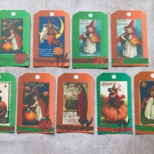 9 décorations de fabrication de cartes décorées de sorcières d'inspiration vintage, fournitures d'artisanat d'Halloween, fournitures de scrapbooking, fabrication d'invitations à une fête d'Halloween