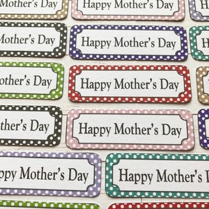 16 bannières de fabrication de cartes Joyeuse fête des mères, sentiments à pois, fournitures d'artisanat, fournitures de scrapbooking, dessus de cartes, embellissements de cartes