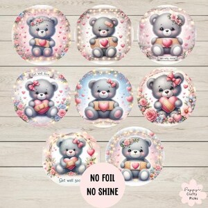8 cute teddy bear Get Well Soon card making toppers, cardmaking supplies, make your own handmade get well soon cards, crafts, scrapbooking