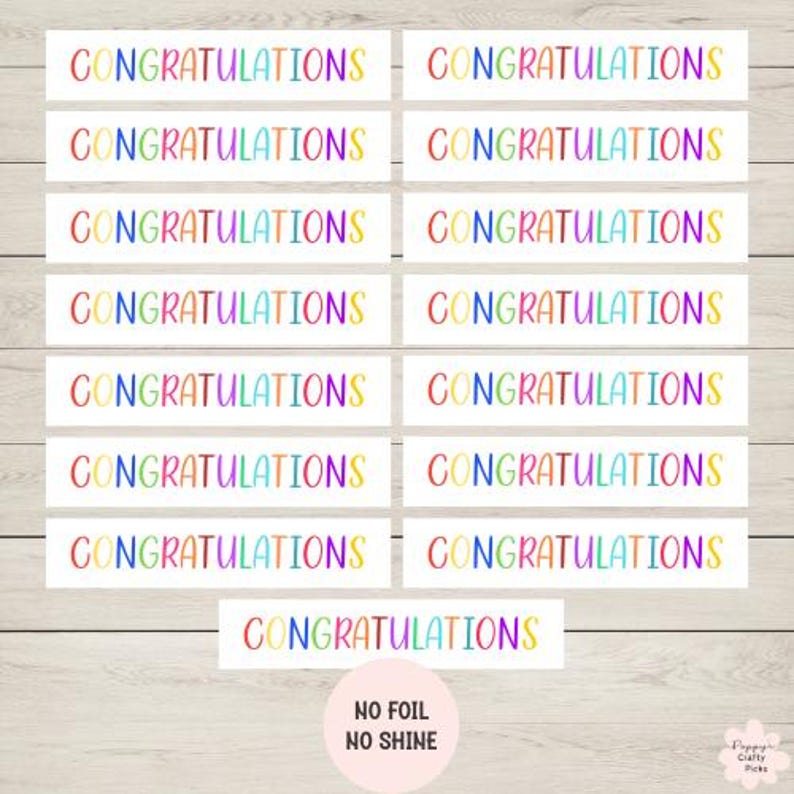 Congratulations Sticker Rectangular Multi-coloured Congratulations Card Toppers, Cardmaking, Scrapbooking ...