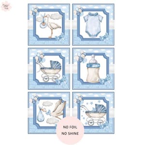 6 adornos azules para tarjetas de bebé niño, suministros para hacer tarjetas, crea tus propias tarjetas para bebé recién nacido hechas a mano, manualidades de bricolaje, scrapbooking, manualidades con papel