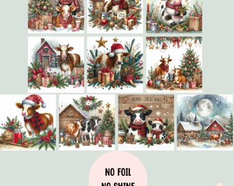 Christmas Cow Card Toppers: Xmas Scrapbooking Embellishments