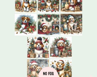 Christmas Dog Card Toppers: Holiday Scrapbooking Embellishments