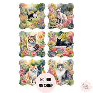 6 décorations de jardin remplies de fleurs de chat, fournitures de fabrication de cartes, faire vos propres cartes à la main, fabrication de cartes pour elle, travaux manuels, scrapbooking