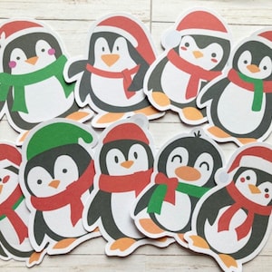 9 adornos para tarjetas de pingüinos de invierno, fabricación de tarjetas navideñas, materiales para hacer tarjetas, crea tus propias tarjetas navideñas, scrapbooking navideño, manualidades con papel