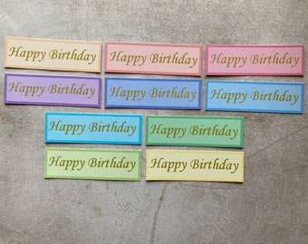 Pastel Happy Birthday Sentiment Banners: Card Making Embellishments