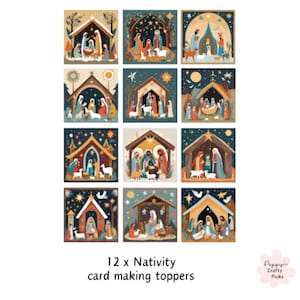 Fournitures pour la fabrication de cartes de Noël, Nativité, faites vos propres cartes de Noël, embellissements de cartes, fournitures d'artisanat, dessus de cartes, travaux manuels en papier, 12