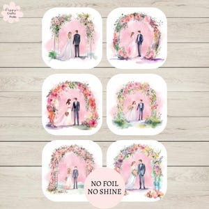 6 decorazioni per biglietti di auguri floreali acquerellati con sposi, forniture per biglietti, crea i tuoi biglietti di nozze fatti a mano, artigianato fai da te, scrapbooking
