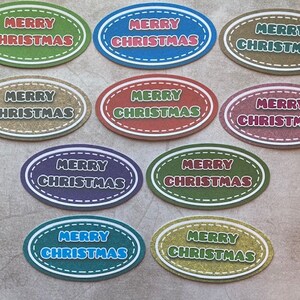 10 striscioni di auguri di Buon Natale ovali, crea i tuoi biglietti di Natale, forniture per l'artigianato, scrapbooking, journaling