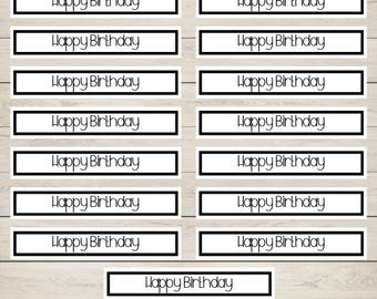 Monochrome Happy Birthday Card Making Banners: Scrapbooking Embellishments, pack of 15