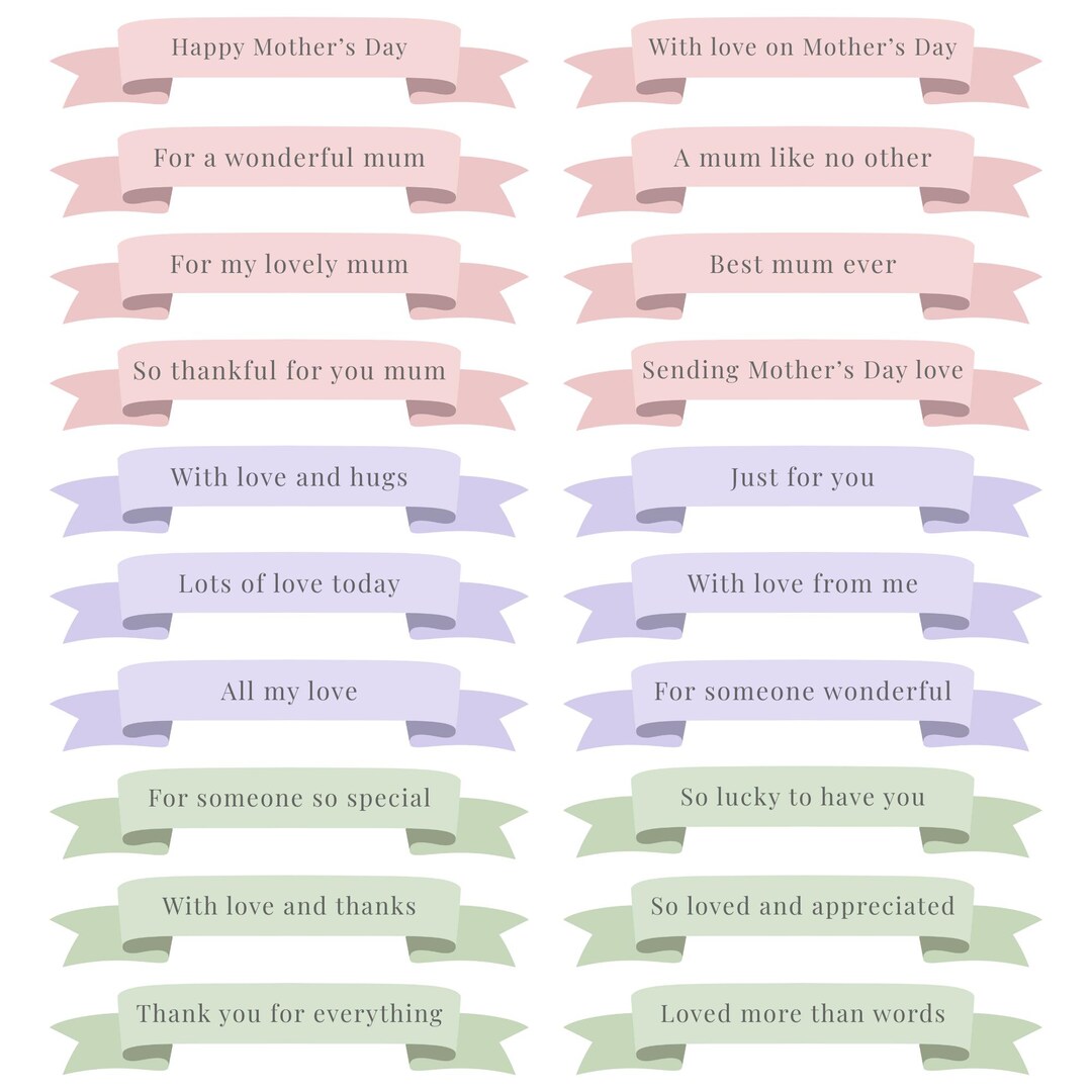 Sentiments Banners Card Making Mothers Day Sentiment Banners for Card Making, Scrapbooking & Paper ...