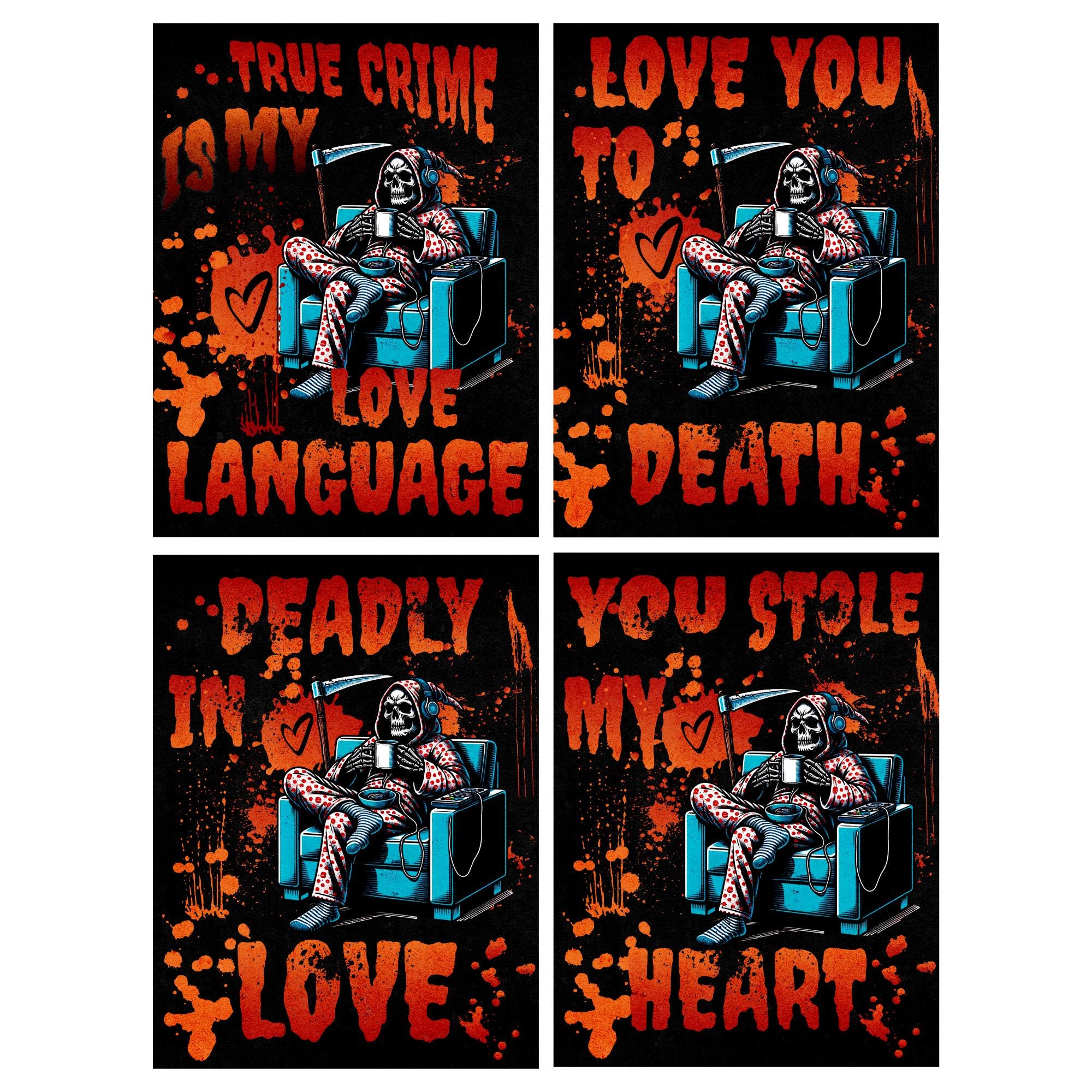 True Crime Card Toppers - Dark Humour Valentines Craft Supplies, 4pcs