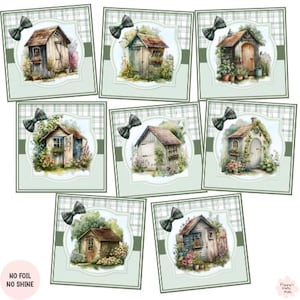 8 adornos para tarjetas de cobertizo de jardín, suministros para hacer tarjetas, tarjetas para jardineros con dedos verdes, crea tus propias tarjetas de jardinería hechas a mano, manualidades de bricolaje