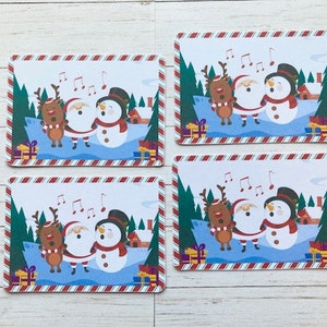 4 Schneemann, Santa & Rudolph Weihnachtslieder Topper, Kartendekoration, Scrapbooking Zubehör, Bastelmaterial, Verzierungen, Card Topper