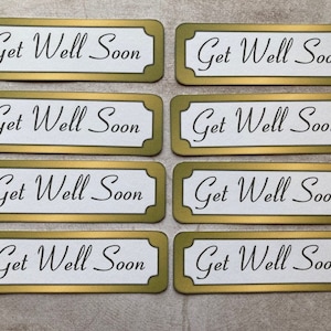 8 decorazioni con scritta "Get Well Soon" in oro per biglietti fai da te, creazione di biglietti, scrapbooking, journaling - Forniture artigianali, abbellimenti per biglietti, decorazioni