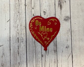 Pack of 10 gold foiled Be Mine sentiment greeting heart embellishments ~ Valentine's Day ~ card making ~ invitation making ~ scrapbook craft