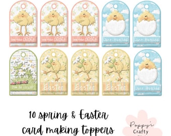 10 Spring & Easter tag sentiments / greetings banners / card making / crafting supplies / scrapbooking / craft embellishments / card toppers