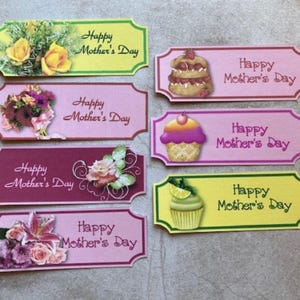 7 grandes pancartas de felicitación con el mensaje "Feliz Día de la Madre", fabricación de tarjetas, suministros para álbumes de recortes, suministros para manualidades, adornos para tarjetas, adornos para tarjetas