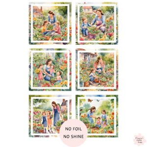 6 Topper für die Gartenarbeit, Kartendekoration für Mama und Kinder, zum Basteln, für Scrapbooking, Karten machen
