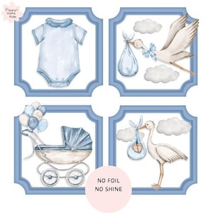 8 adornos azules para tarjetas de bebé niño, suministros para hacer tarjetas, crea tus propias tarjetas para bebé recién nacido hechas a mano, manualidades de bricolaje, scrapbooking, manualidades con papel