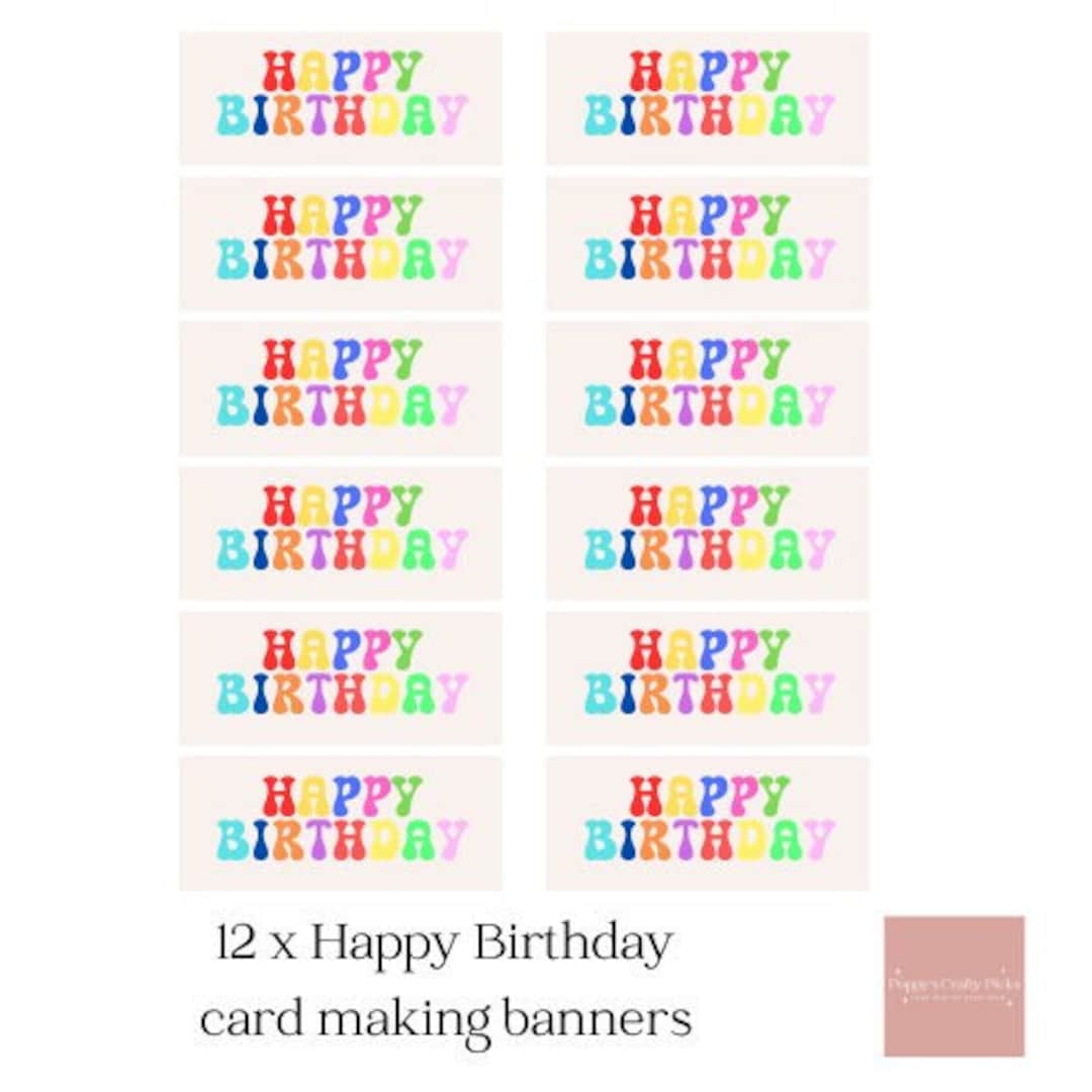 Sentiments Banners Card Making 12 Happy Birthday Card Making Banners Embellishments Sentiments Craft ...