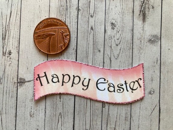 Pack of 10 Happy Easter sentiment greeting banners ~ card making ~ scrapbook  ~ craft embellishments ~ invitation making ~ supplies toppers