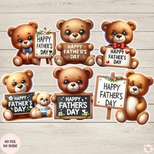 6 décorations de cartes en forme d'ours en peluche découpées à l'emporte-pièce, sentiments pour la fête des pères, fournitures de fabrication de cartes, création de vos propres cartes de voeux faites main, travaux manuels