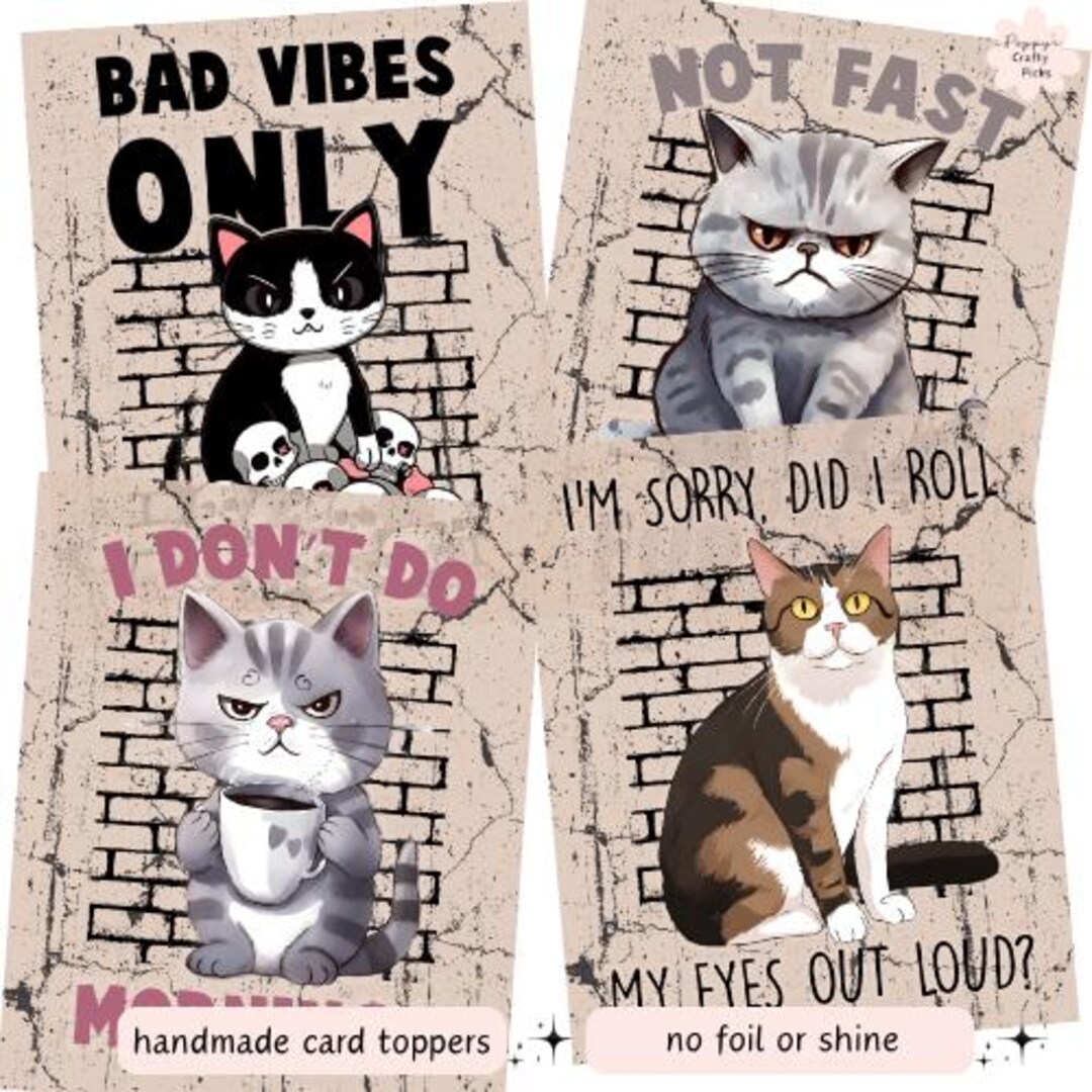 Grumpy Cat Card Toppers: Handmade DIY Scrapbooking Embellishments - Etsy