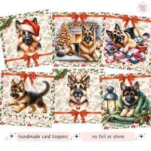 6 décorations pour cartes de Noël chien de berger allemand, fabrication de cartes, faire vos propres cartes de voeux faites main, travaux manuels, scrapbooking de Noël, créations en papier