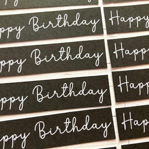 14 bannières noires pour carte de joyeux anniversaire, fournitures de fabrication de cartes, cartes d'anniversaire faites main, créations DIY, sentiments de scrapbooking