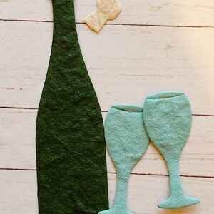 5 embellissements de bouteilles de champagne en papier mûrier découpés à l'emporte-pièce, fabrication de cartes de fête, fournitures pour carte, création de vos propres cartes faites main, travaux manuels