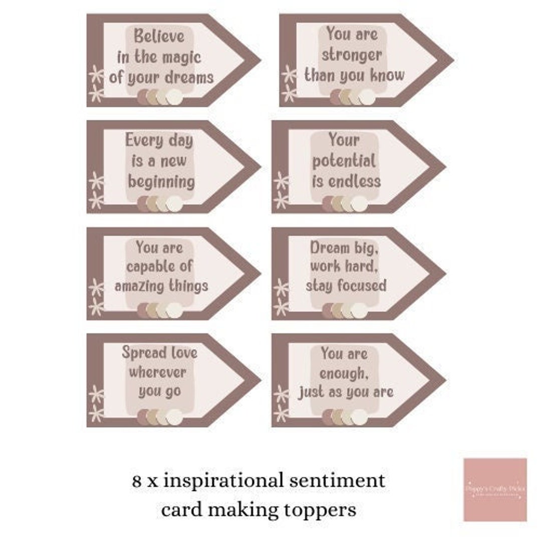 Inspirational Quote Tags: Card Making Embellishments, Scrapbooking (8 ...