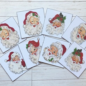 8 enfeites para cartões de Papai Noel, confecção de cartões de Natal, faça seus próprios cartões de Natal, vintage, materiais para artesanato, scrapbooking, diário