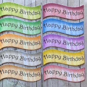 10 sentiments ondulés joyeux anniversaire, bannières de voeux, fabrication de cartes, fournitures d'artisanat, fournitures de scrapbooking, embellissements de cartes, dessus de cartes