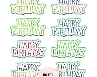 Green Rimmed Happy Birthday Card Toppers: Scrapbooking Embellishments