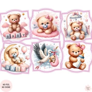 6 adornos para tarjetas de niña rosa, suministros para hacer tarjetas, tarjetas para recién nacidos, crea tus propias tarjetas para recién nacidos hechas a mano, manualidades DIY, scrapbooking