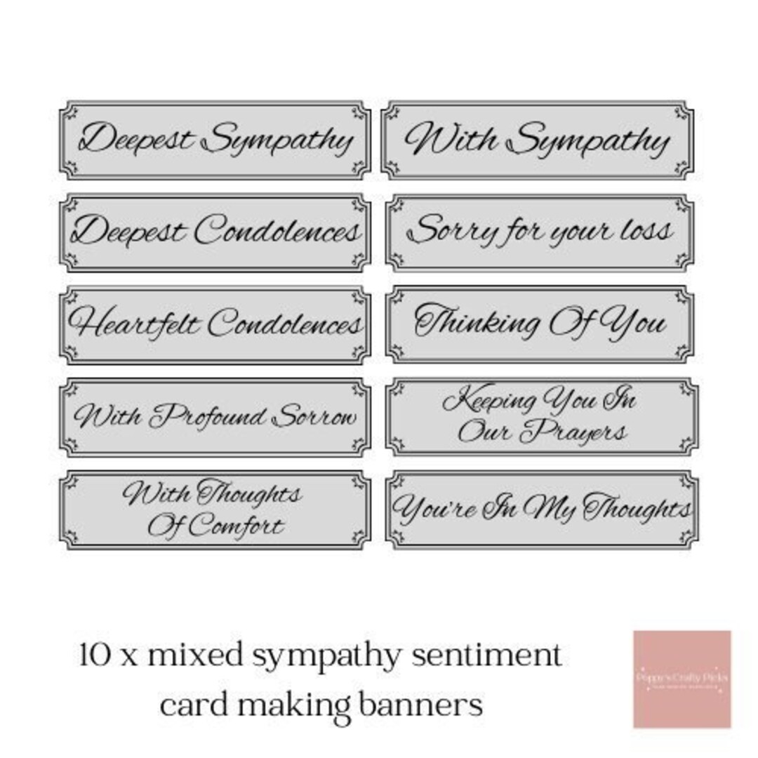 Sentiments Banners Card Making 10 Mixed Sympathy Card Making Embellishments, Greetings Banners ...