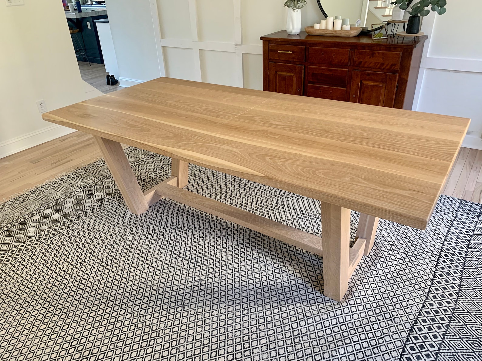 Modern White Oak Dining Table Etsy