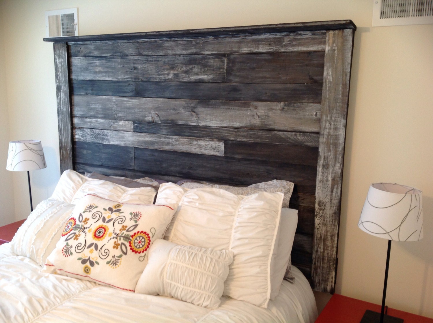 Rustic Wood Headboard Etsy