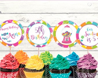 Candy Land Comestible Fête Image Cupcake Topper Glaçage Glaçage Feuille Cercles Candy Land Comestible Fête Image Cupcake Topper Glaçage Glaçage Feuille Cercles