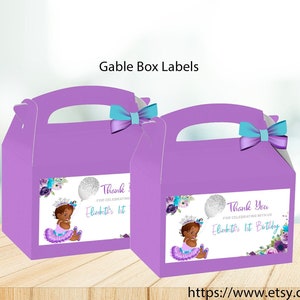 Étiquettes Gable Box, Princesse Gable Box Étiquettes, Petite Princesse Étiquettes Boîte Afro-Américaine Princesse Étiquettes Boîte Autocollants Boîte Princesse Anniversaire