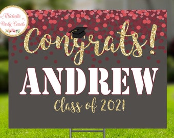 Digital Only Graduation Yard Sign Segno di laurea personalizzato, Congratulazioni Classe di laurea del 2021 Yard Sign