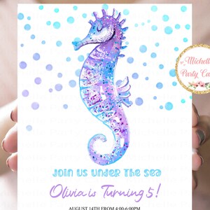 Seepferdchen Einladung, Sommerparty, Meerjungfrau Einladung, Unter dem Meer Party, Unter dem Meer Geburtstag, Splish Splash Einladung, Pool Party