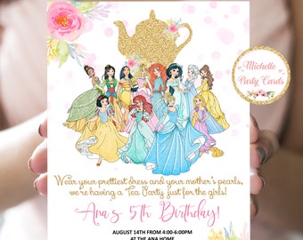 Princess Tea Party Invitation, Princess Tea, Par Tea, Princess Invitation, Princess Birthday, Frozen Tea Party, Princess Invite