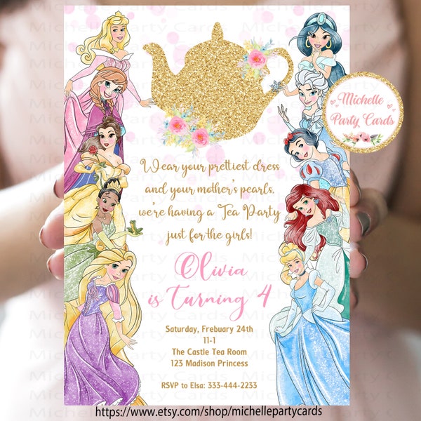 Princess Tea Party, Invitation Tea, Princess Frozen, Princess Tea Invitation, Tea Birthday, Tea Party Invite, Party Girl, Elsa Invitation