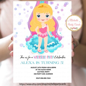 Wasserrutsche Party, Princess Pool Party, Dornröschen Einladung, Princess Aurora, Prinzessin Geburtstag, Prinzessin Party, Prinzessin Einladung