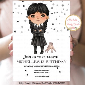 Wednesday Addams Invitation, Birthday Party, Addams Birthday, Wednesday party invite, Party Girl, Addams Family Party, Customize Invitation